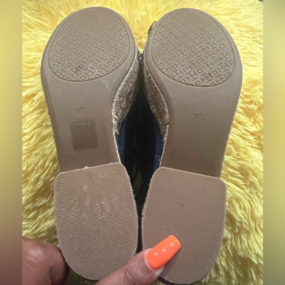 Tory Burch Dandy Denim Blue Canvas High Sandals - Picture 4 of 5